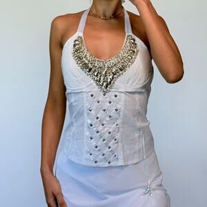 White Embellished Top M